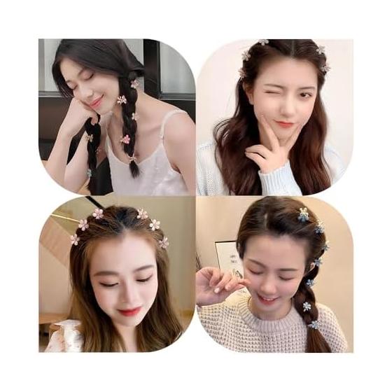 Mini Flower Hair Clips (Set of 10) - Cute Floral Hair Accessories for Ponytails, Buns, and Hairstyles - Fashionable & Practical for Daily Wear,