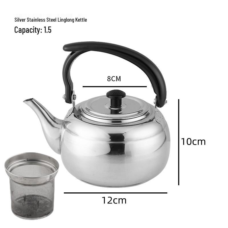 Large Exquisite Black Stainless Steel Teapot for Boiling Water and Tea, Suitable for Restaurants and Hotels