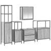 Bathroom Furniture Set with Shelf and Door 5 Pcs Grey Wood Based Material