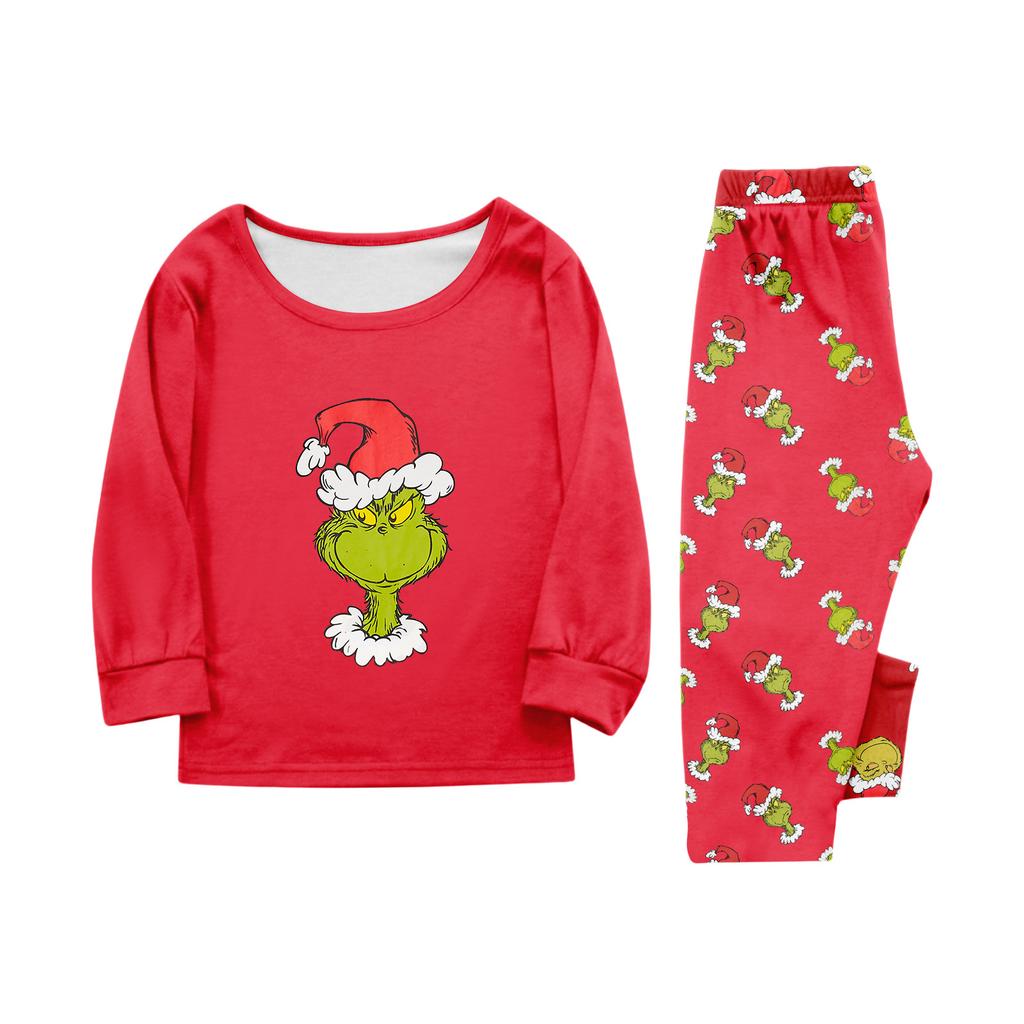 Christmas Print Cute Family Set Pajamas, Home Clothes, Family Set Long Sleeve Top Pants Set