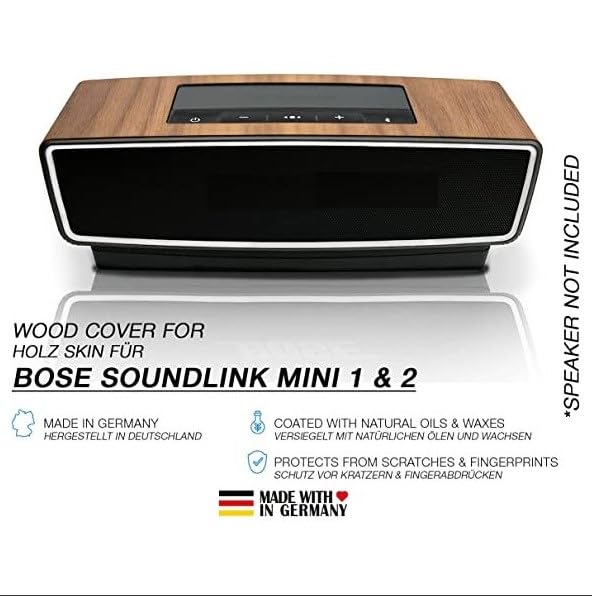 Balolo SoundLink Mini I & II Speaker Cover, Walnut Wood, Stylish Natural Wood Case, Authentic German Product