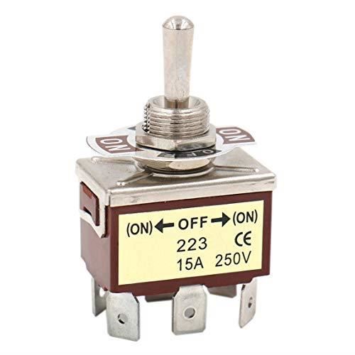 Heschen interrupteur à bascule en métal DPDT momentané (ON) - OFF - (ON) 3 positions 15A 250VAC 6 bornes CE