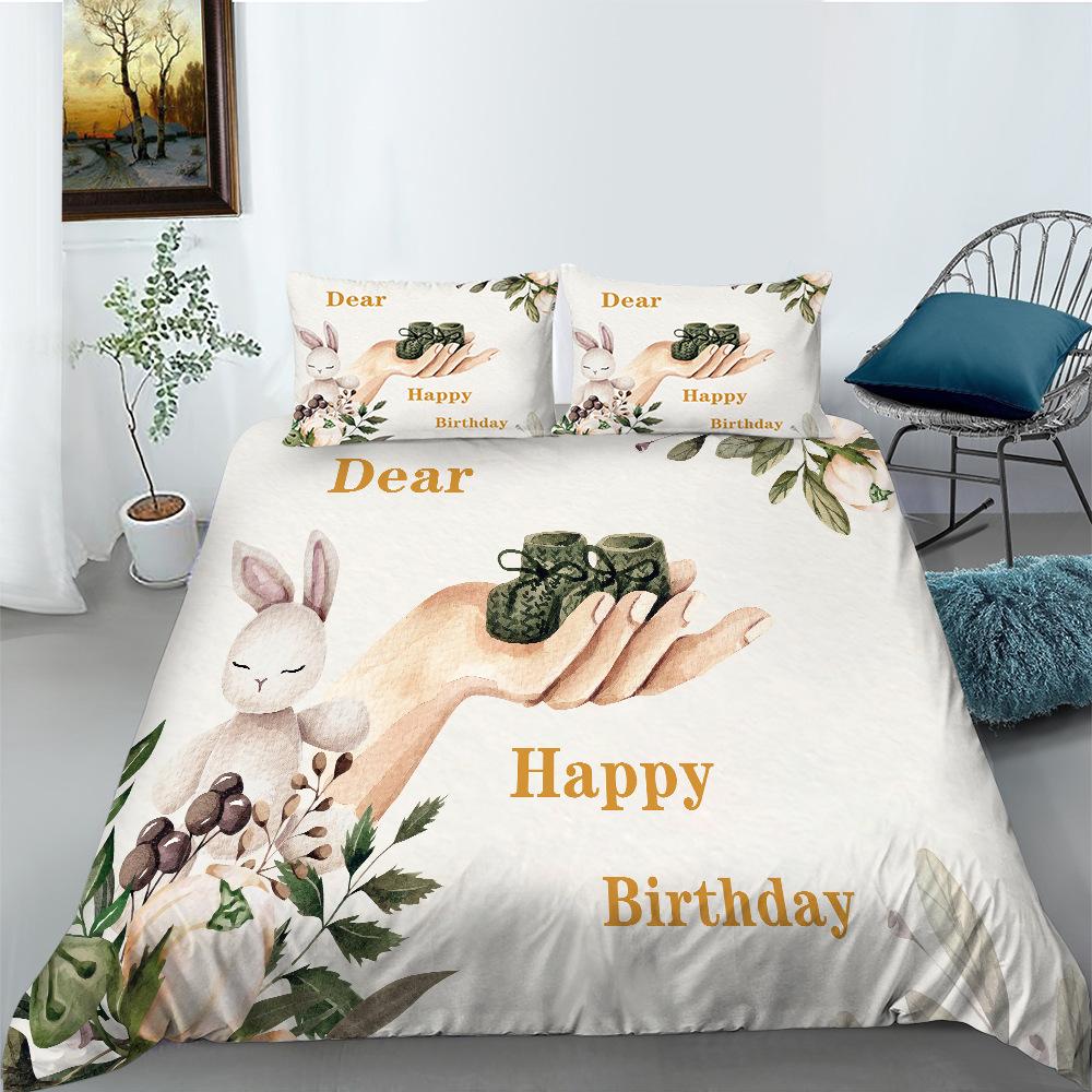 Cartoon Animal Quilt Cover Pillowcase Two Or Three-Piece Set Polyester Digital Printing