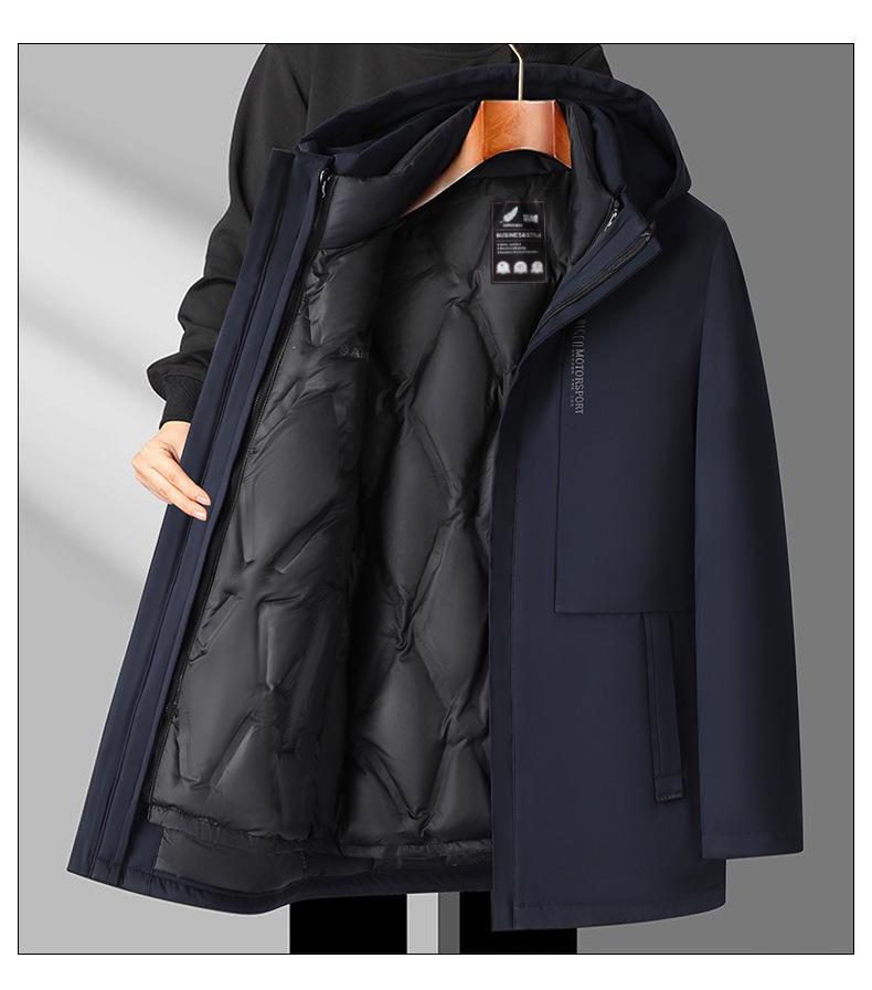 Men's Winter Goose Down Jacket with Detachable Liner - 3-in-1 Casual Business Outerwear for Warmth