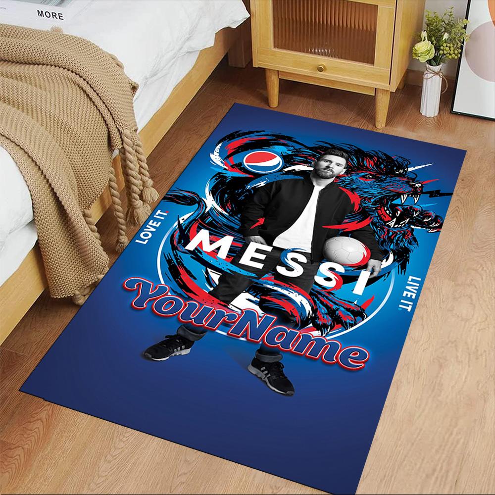 Messi Customize Your Name Carpet Design for Living Rooms Foyer Outdoor Game Room Antislip Carpet Decorate Offices Perfect Gift for Women/Men