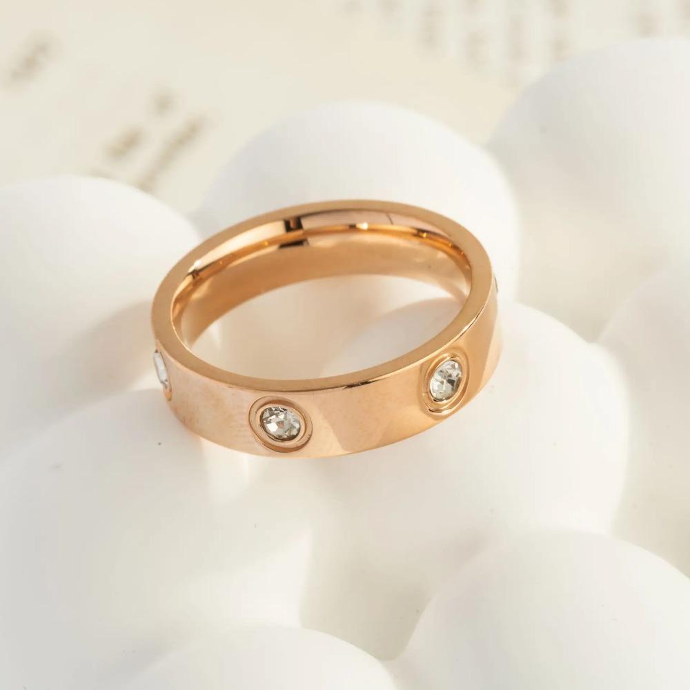 ALTERA Classic Stainless Steel 3A Zircon Crystal Charm Rings for Women Men Luxury High Quality Engagement Wedding Zircon Gifts