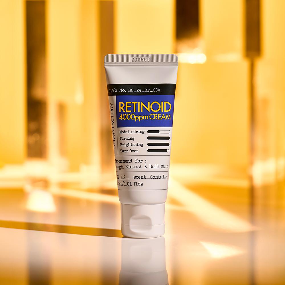Derma Factory Retinoid 4000ppm Cream – High-Potency Vitamin A Forte with Retinal + Retinol, Firming & Brightening Wrinkle Care, Vegan, Korean
