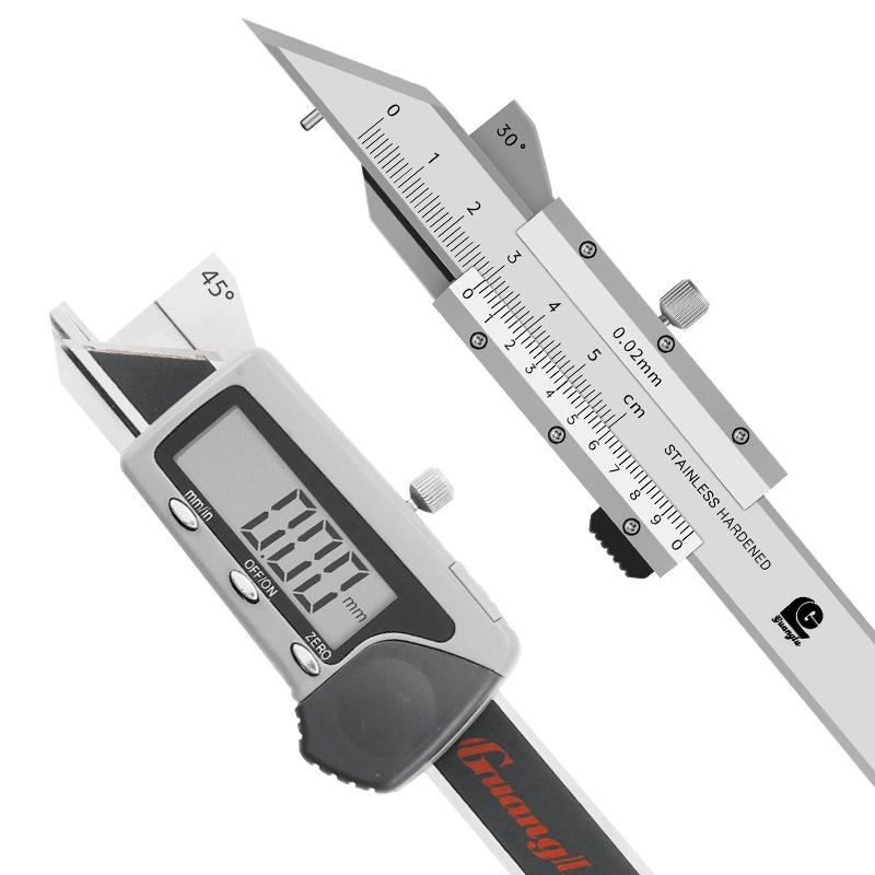 Guanglu Stainless Steel Digital Vernier Chamfer Caliper, 0-10mm, 30°/45°/60° Portable Chamfer Gauge