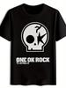 T-Shirt ONE OK ROCK Totenkopf & Stern Grafik - Schwarz Rundloch Druck Lässiges Kurzarm-T-Shirt
