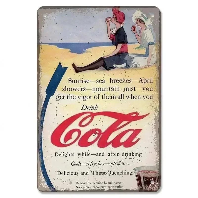 Cola Metal Tin Signs Decor Vintage Posters Girls Drink Cola Bottles Metal Plate Wall Decor Men's Hole Bar Club Restaurant Hom