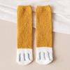 Women's Mid-Calf Coral Fleece Socks: Half-Sided Fleece, Cat Paw Design, Cute & Cozy for Autumn/Winter