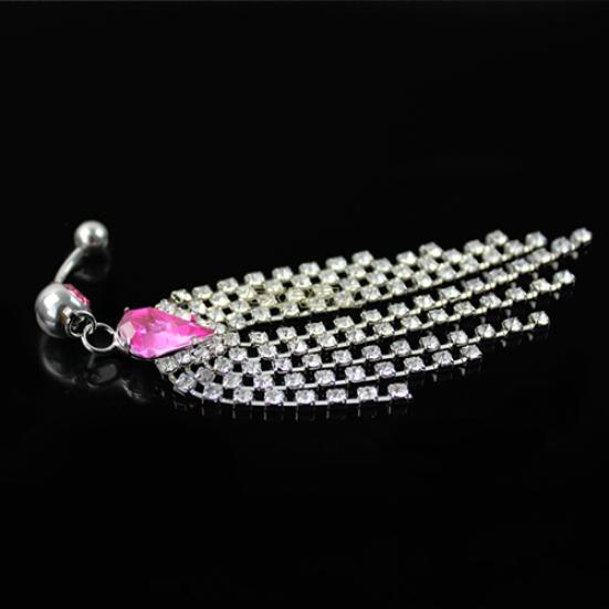 Dusker Navle Mageknapp Bar Vektstang Ringer Rhinestone Kroppspiercing Smykker