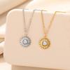 Vintage  Gold Plated Pearl Sunflower Pendant Necklace For Women Stainless Steel Sun Necklaces Jewelry