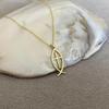 14K Gold Plated Jesus Fish Cross Necklace Stainless Steel Ichthys Necklace For Women Christian Faith Jewelry