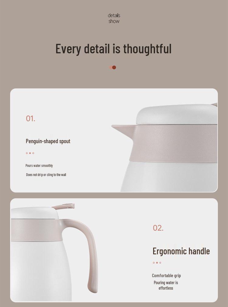 Stainless Steel Thermos Flask - Large Capacity Hot Water Bottle for Home Use