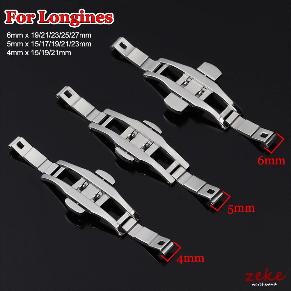 Zilveren Dubbele Druk Vlinder Horlogeband Gesp Staal Vouwsluiting Metaal Heren Dames Horloge Knop 4mm 5mm 6mm Horloge Accessoires
