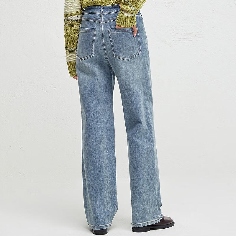 Broadcast Loose Straight Washed Denim Long Jeans