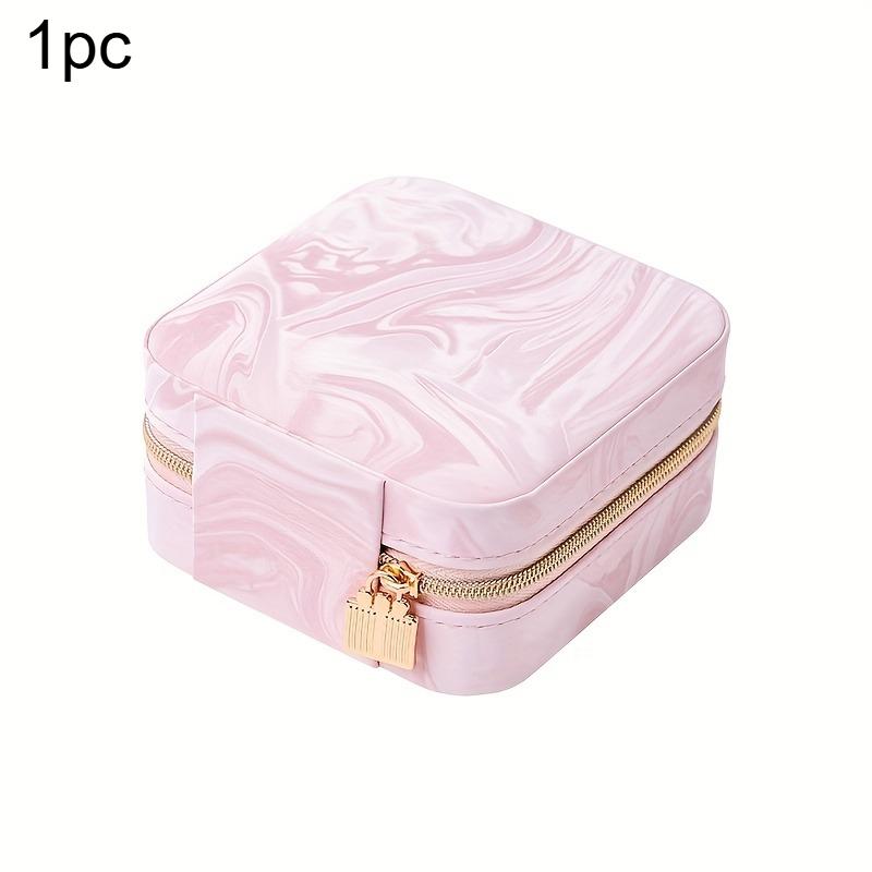 

1pc Jewelry Box Small Square Mini Zipper Portable Ring Necklace Storage Travel Jewelry Organizer Box Home Decoration 1pc