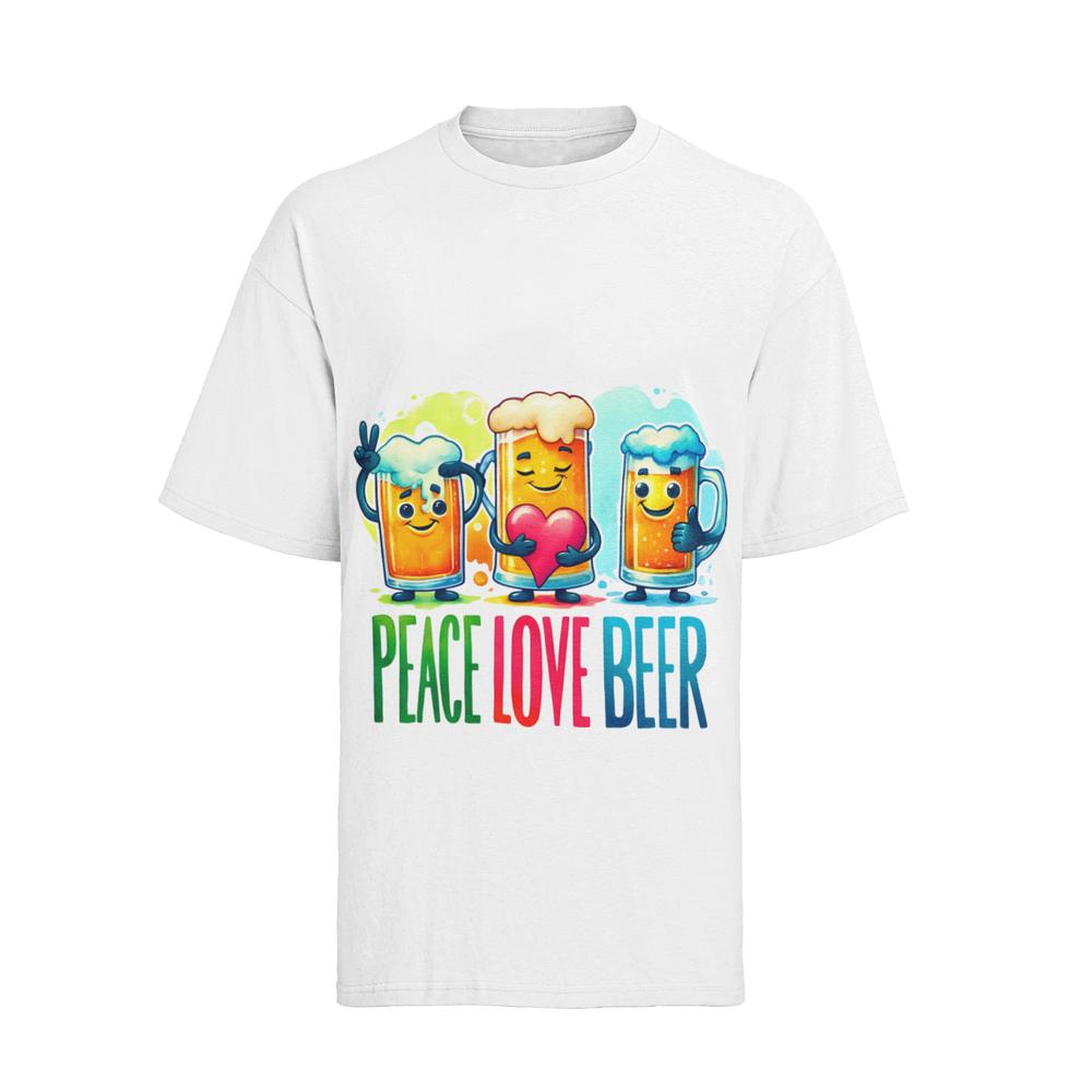 Peace Love Beer Beer Figures With Heart Large Tshirt Unisexs Sxxxl