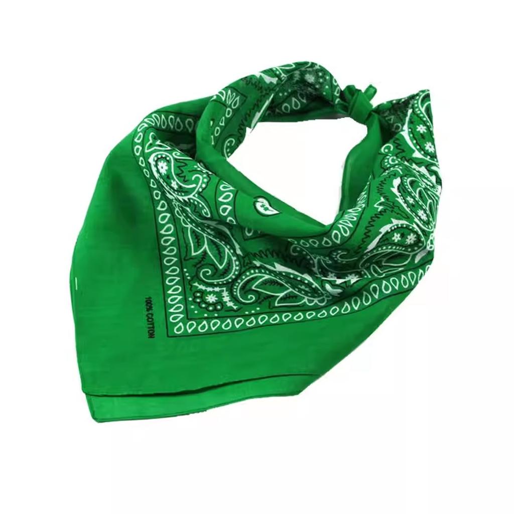 Kakatrend Bandana Green Paisley 100% Cotton Adult Bandana Stylish Green Handkerchief Cotton Bandana Unisex Durag Large 55cm X 55cm
