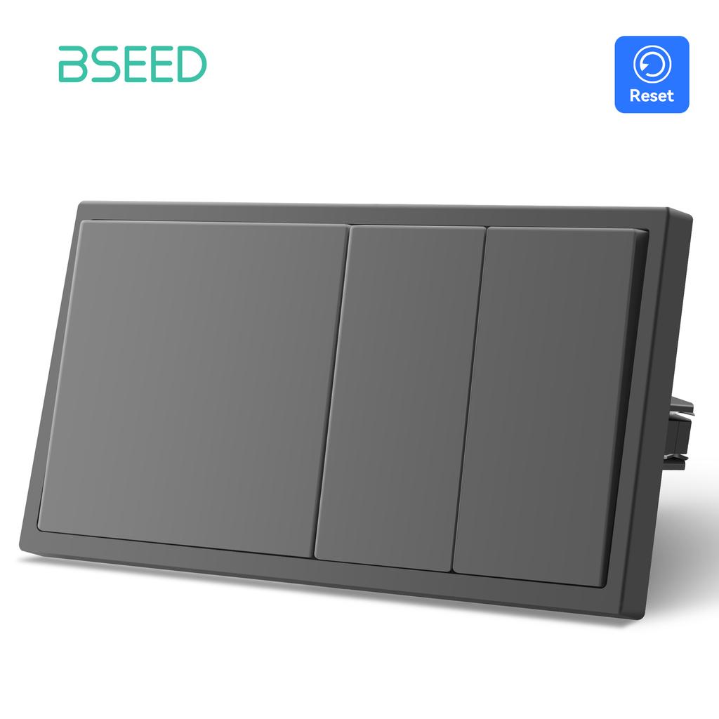 BSEED Single 1/2Gang Mechanical Light Switch Double Reset Wall Switch Bounce Buttons 1Way Plastic Matte Frames EU Standard