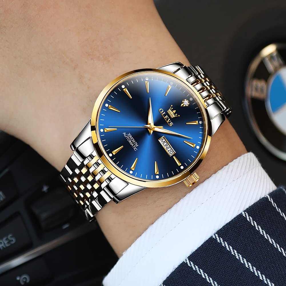 OLEVS Arm Watch Automatic Watch Popular Skeleton Waterproof Hollow Luminous Stylish Cool Men's White/Silver