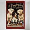 Vintage 'It's Youngling & Son' Brewery Pottsville PA Metal Tin Sign with Puppies & Beer Bottles Glasses Art Deco Style Home Bar