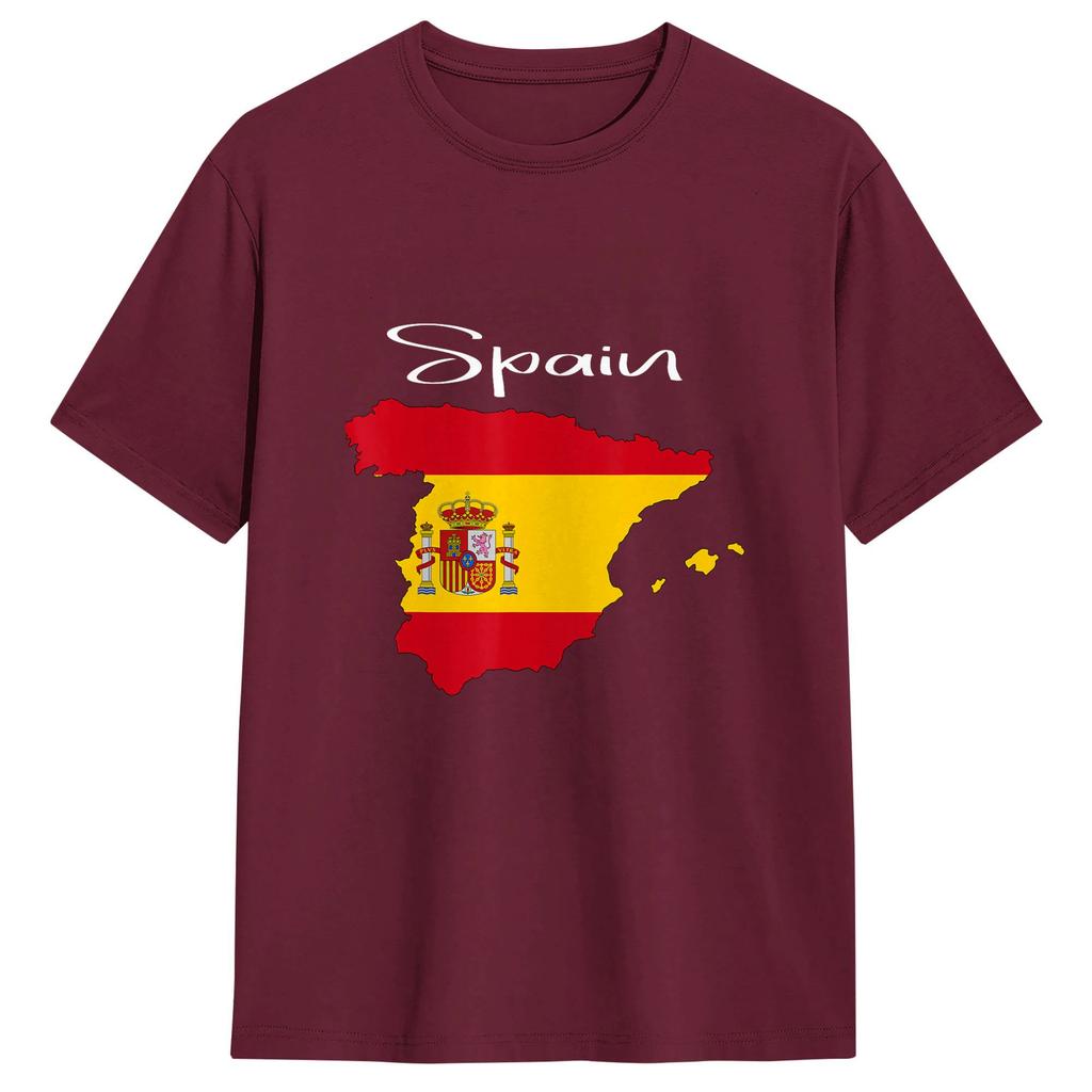 Spain Spanish Flag T Shirts Unisexs Cotton Novelty Tshirts Round Neck Tees Short Sleeve Clothing Plus Size