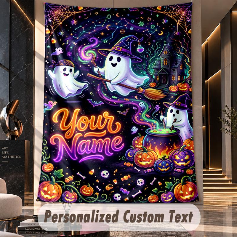 Halloween (1) Theme Custom Tapestry Personalized Custom Name Text Wall Hanging Tapestry Home Decor Background Cloth