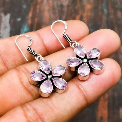 Pink Kunzite, Gemstone Handmade 925 Sterling Silver Jewelry Earring