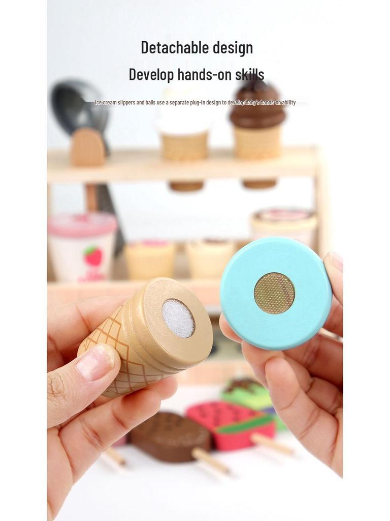 Wooden Ice Cream Shop Role-Play Cash Register for Kids
