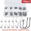 Carbon Steel Fishing Hook Set Barbless Carp Hooks Sharp Point Bulk Pack Multi Size Assortment Kit For Freshwater Saltwater Fish