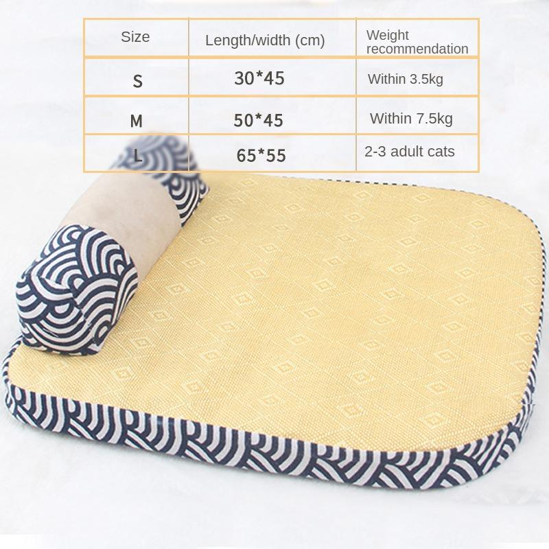 

Крутой коврик из ротанга, коврик для кошачьего туалета, коврик для домашних животных, универсальный съемный коврик для собак на четыре сезона, летняя дышащая кровать для домашних животных S