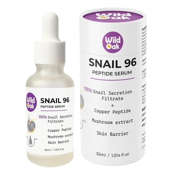 WildOak Advanced Korean Snail Mucin 96 Peptide Face Serum | Powerful Skin Barrier, Anti-Aging & Wrinkles | 72 Hours Skin Hydration  | 30ml