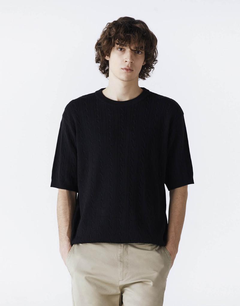 GIORDANO Cable Short Sleeve Knit (14Gg) 054520 [3Color]