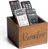 Acacia Wood TV Remote Holder, Caddy and Organizer for Table, Vintage Farmhouse Desk Caddy (Brown for 2 or 3 Remote Controls)
