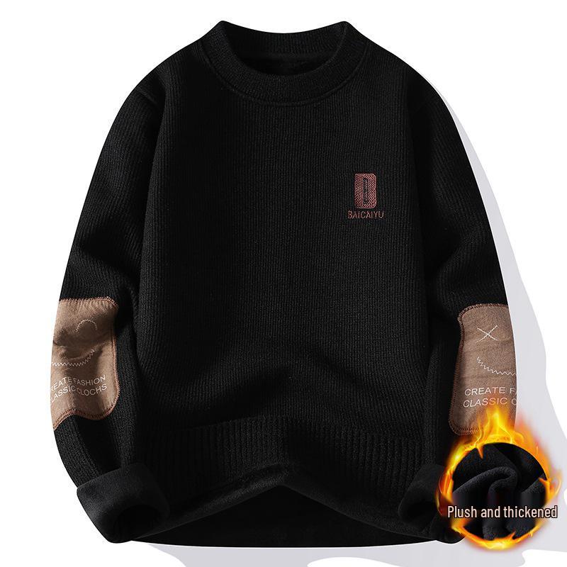 Plüsch-Winterpullover für Herren: Dicker Samt Langarm-Basisschicht für Jugendliche & Teenager