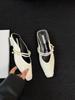 French silver simple spring and summer 2024 new fashion casual bag head half slippers low heel thick heel cool slippers women