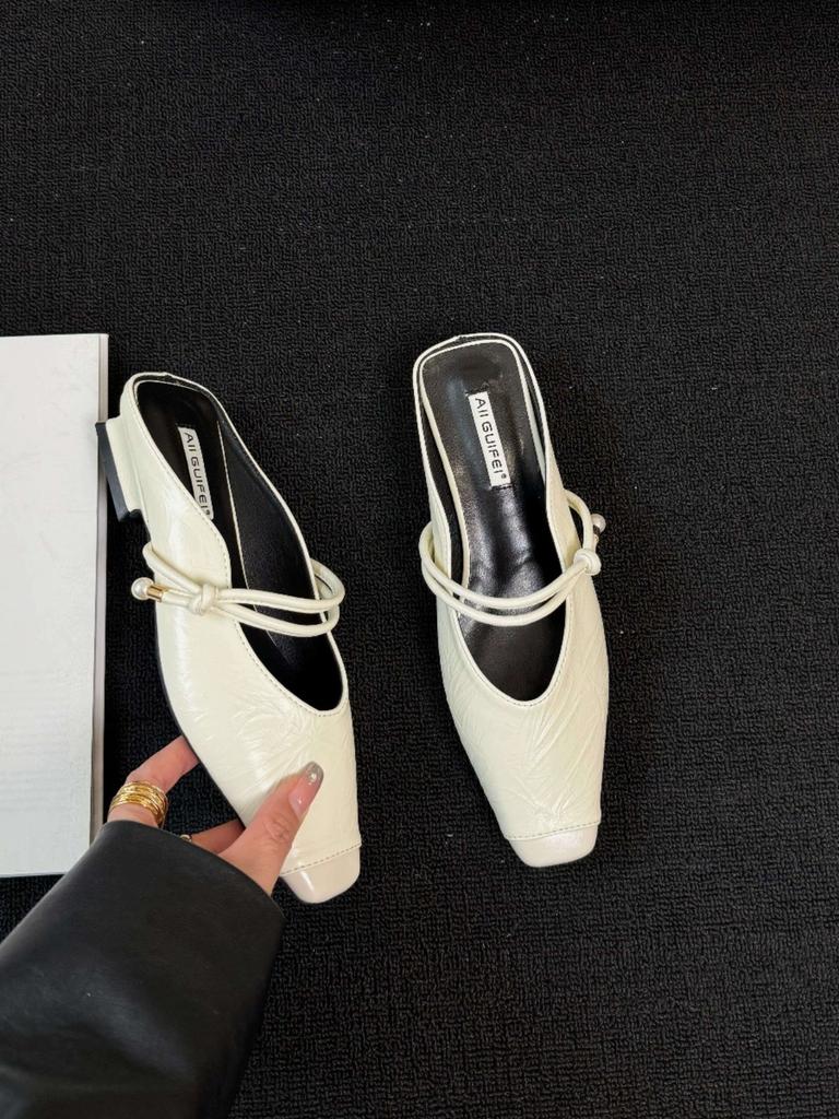 French silver simple spring and summer 2024 new fashion casual bag head half slippers low heel thick heel cool slippers women