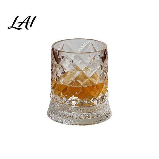Lead-free Glass Tumbler Dad's Gift Spinning Whiskey with LED Light 260ml Embossed