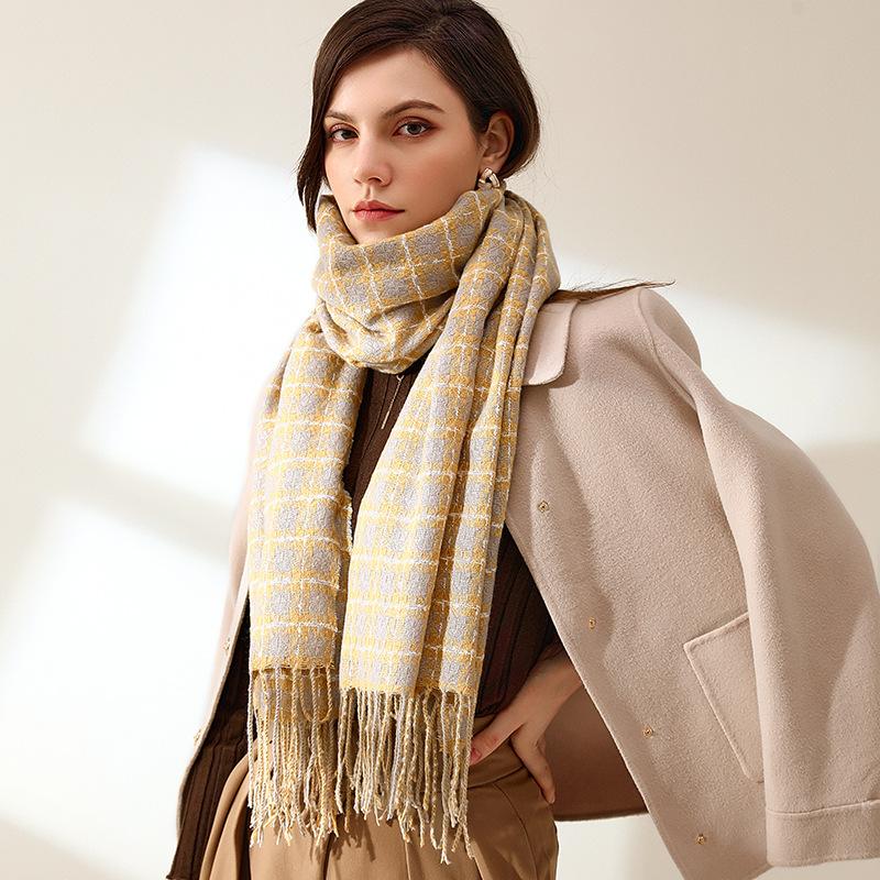 Sweet plaid scarf winter women's imitation cashmere warm scarf women's medium and long shawl scarf