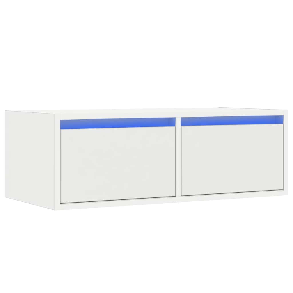 TV Cabinet with LED Lights White 75 x 35.5 x 25 cm