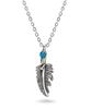 [Elixio] [Elixio] Women's Turquoise Silver S925 Feather Chain Necklace - Delicate, Small, Simple - Gift Box Included