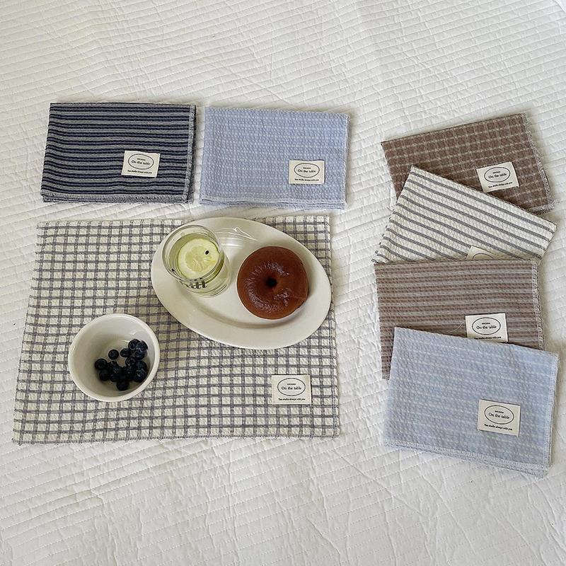 

28*38cm Grid Multiple Colors Tablecloth Slip-resistant Stripe Ornament Rectangular Design Decorative 7 Styles