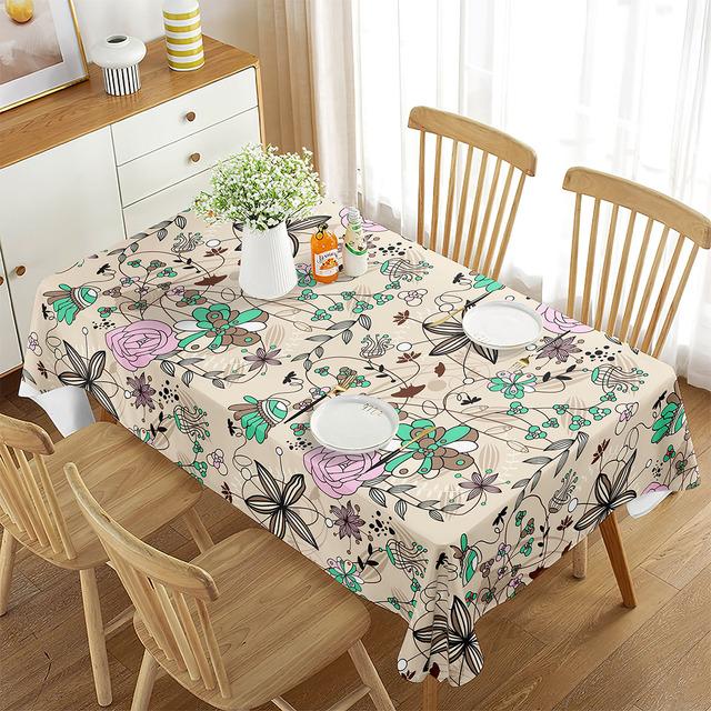 Floral Tablecloth Rectangular Little Fresh Aesthetic Decor For Kitchen Dining Room Picnic Travel Party