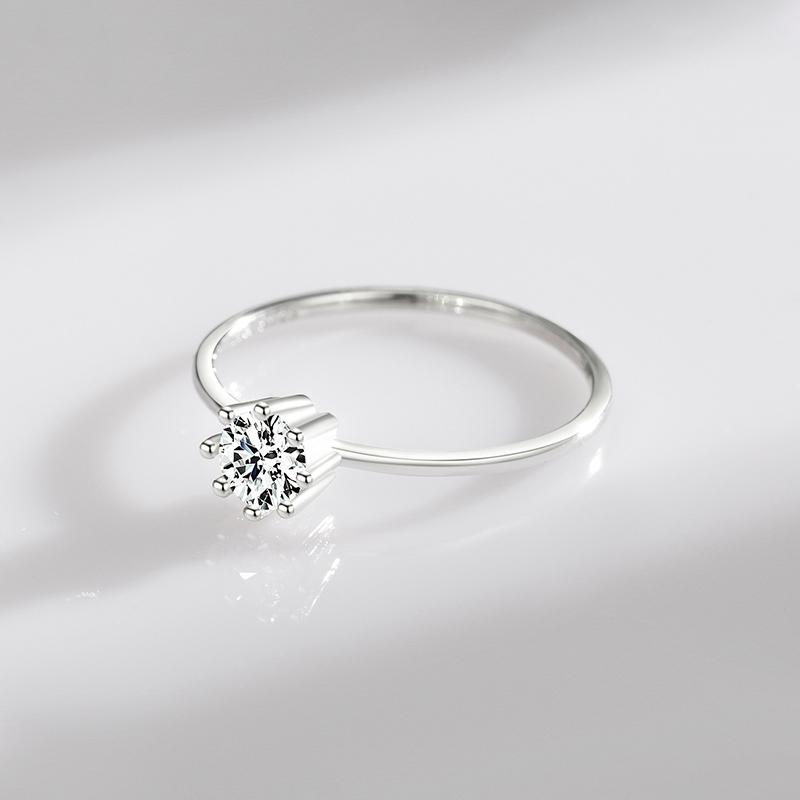 Modian 925 Sterling Silver Shining Exquisite Classic Clear 4mm CZ Finger Ring For Women Promise Ring Fine Jewelry Wedding Gift