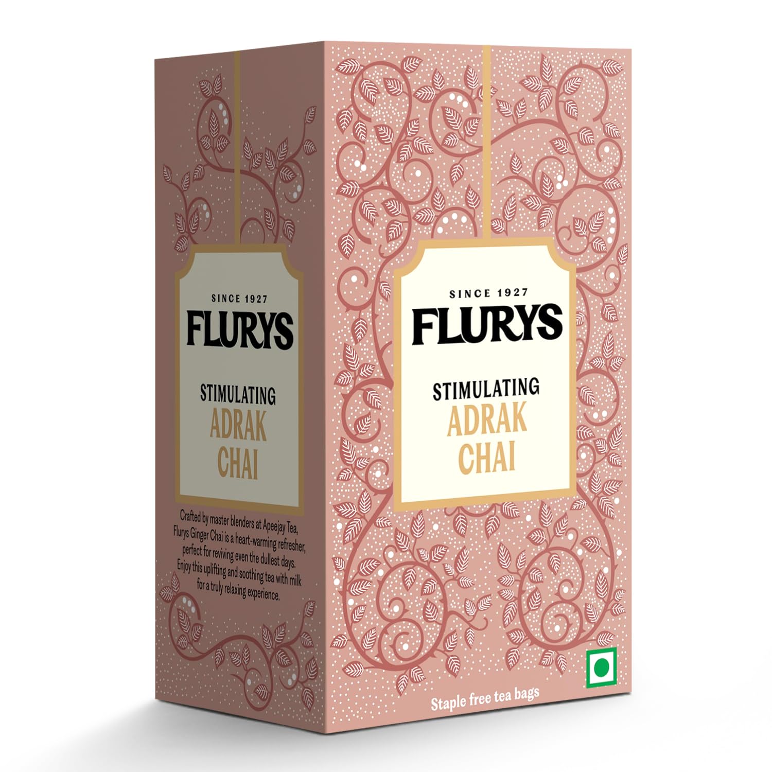 

Flurys Adrak Chai (Ginger Tea) - Natural, Warming, Flavorful Spiced Indian Tea with Natural Ginger | Rejuvenating & Soothing Brew | 25 Teab