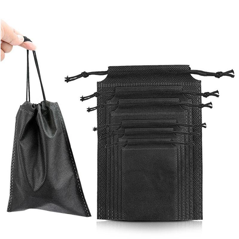 Shoe Dust Covers Non-Woven Dustproof Drawstring Black Drawstring Storage Bag Travel Pouch Shoe Bags Drying Shoes Protect