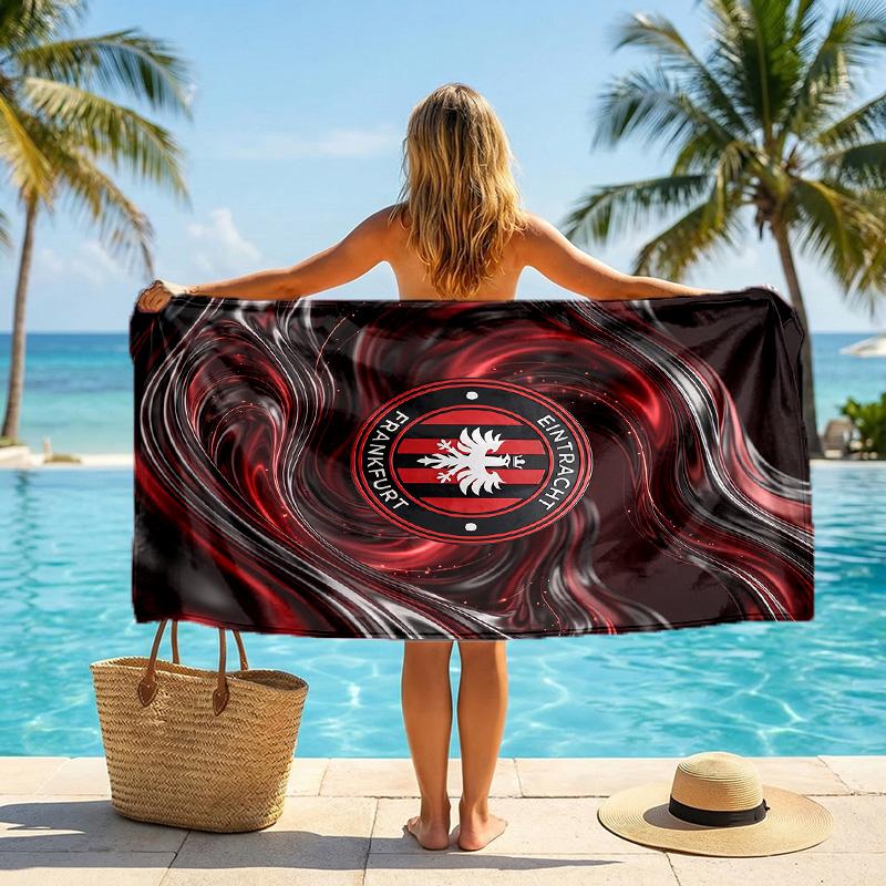 Eintracht Frankfurt Fußball Strandtuch Weiches Mikrofaser-Sommertuch Schnelltrocknendes Saugfähiges Handtuch für Strand Schwimmbad Reisen