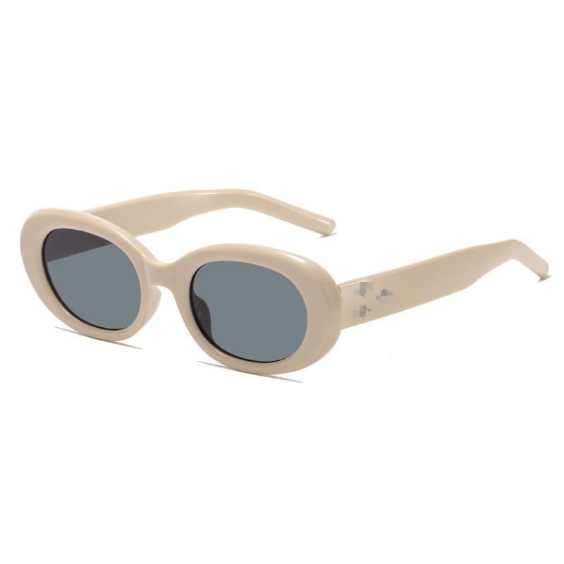 Retro Sunglasses Women'S High-End Trendy Plain Face Uv-Proof Sunglasses Men'S